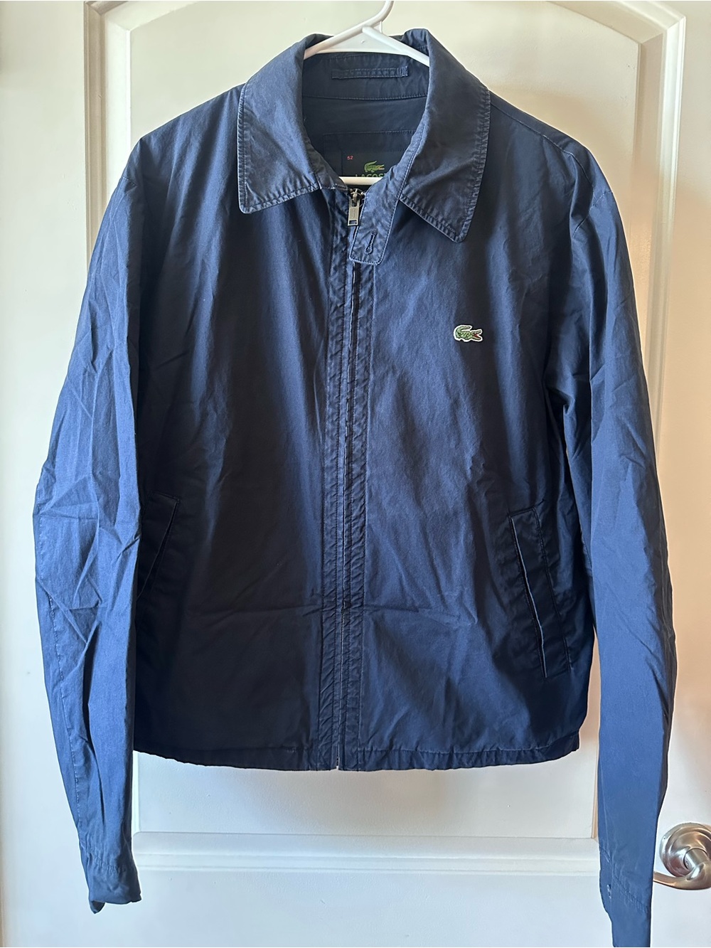 Y2K Lacoste Navy Zip-Front Bomber Jacket